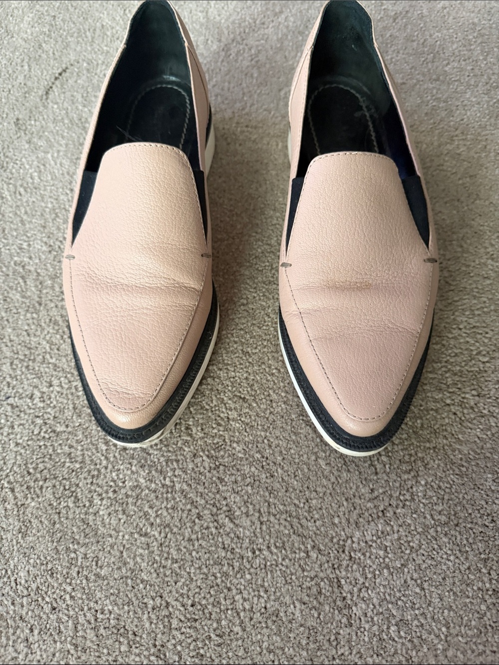 MaxMara Pink Leather Pointed Slip-On Loafers
